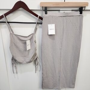 Forever 21 Light Gray Ribbed Skirt Set